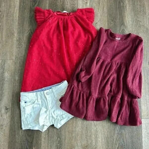 Cat and Jack Dresses and Gap Shorts lot.  Girls size 5T.
